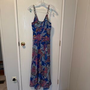Marciano Blue and Pink Floral Maxi Dress